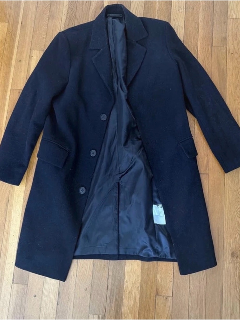 H&M Men's Navy Blue Wool Blend Pea Coat